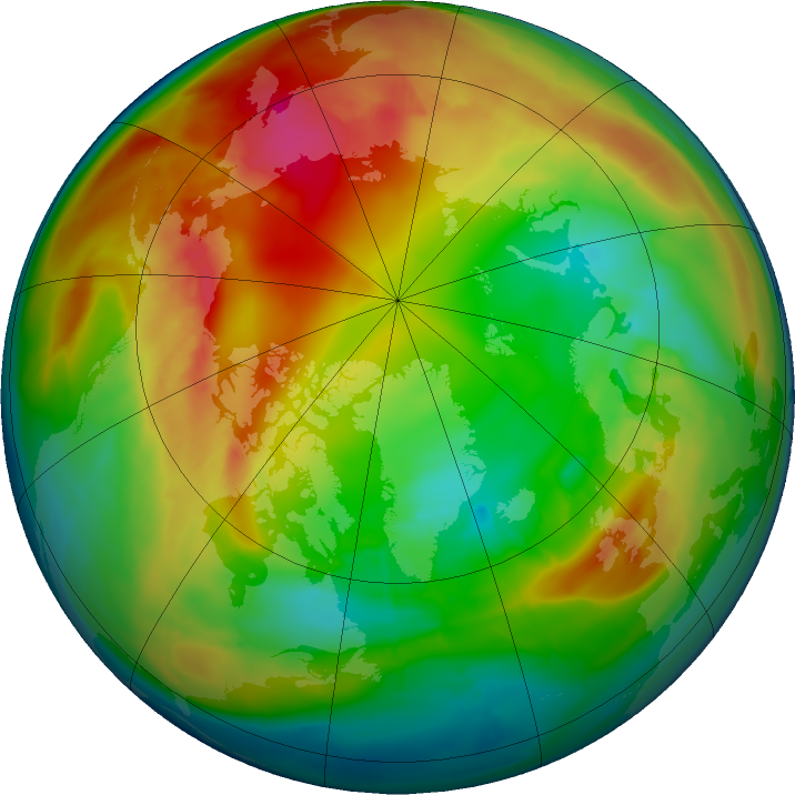 Arctic ozone map for 09 February 2016